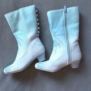 Disney Frozen Elsa Boots Kids 9/10 Blue Sparkle Winter Dress Up Costume